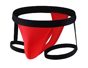 Cueca jockstrap com ligas sexy suporte atletico fio dental Vermelha