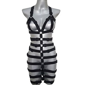 Harness Corpo Inteiro em Elástico – Regulável com Argolas Metálicas