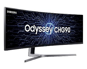 Monitor Gamer Curvo Samsung Odyssey 49" DQHD, 240Hz, 1ms, HDMI, Display Port, USB, G-sync, Freesync Premium Pro, C/Ajuste , Bivolt Branco e Preto