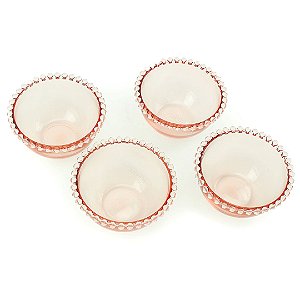 Conjunto de 4 Bowls Cristal de Chumbo Pearl Rosa Grandes