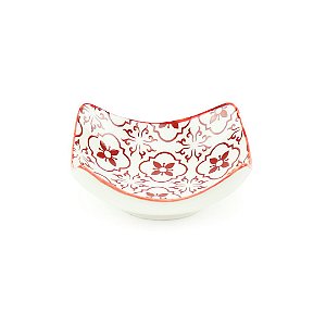 Mini Bowl de Cerâmica Quadrado Flores Vermelhas