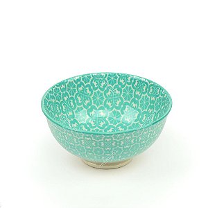 Bowl de Cerâmica Pequeno Floral Verde Água