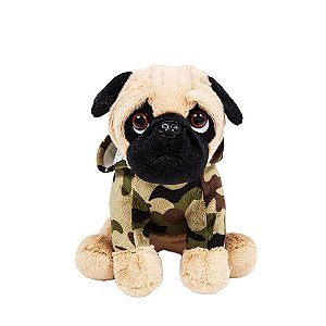 Cachorro Pug de Pelúcia Militar
