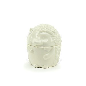 Pote de Cerâmica com Tampa Porco Espinho Branco