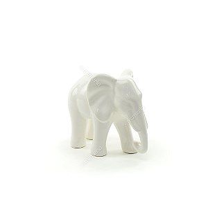 Elefante Decorativo em Cerâmica Branco Pequeno