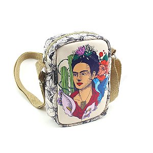 Bolsa Transversal Pequena Frida Kahlo Cacto e Flor