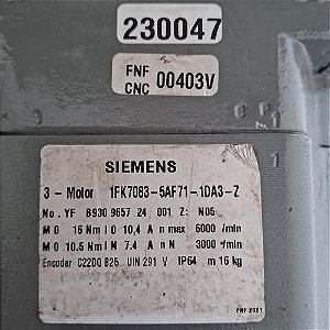 SERVO MOTOR SIEMENS 1FK7083-5AF71-1DA3-Z