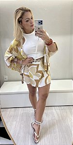 kimono amarelo/nude