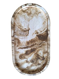 Bandeja decorativa de cimento - Marrom marmorizado