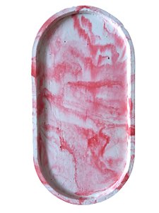 Bandeja decorativa de cimento - Rosa marmorizado