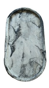 Bandeja decorativa de cimento - Cinza marmorizado