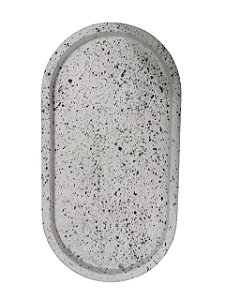 Bandeja decorativa de cimento - Branca com respingo preto