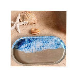 Bandeja decorativa de cimento - Casa de praia