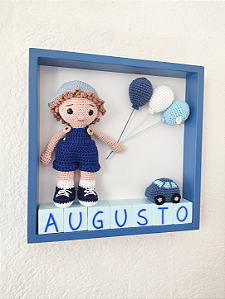 Porta Maternidade Menino com Balões Amigurumi