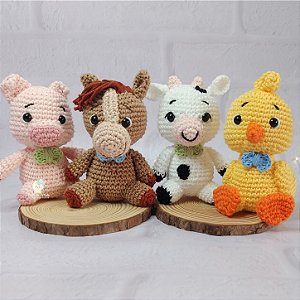 Kit Animais da Fazenda Amigurumi (4 Peças)