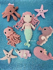 Kit Fundo do Mar Sereia Amigurumi