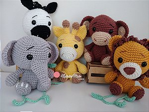 Kit Safari Baby Amigurumi 17cm 5 peças