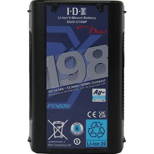 IDX DUO-C198P Bateria V-Mount de Íons de Lítio de Alta Carga de 193Wh com 2x D-Tap e USB-PD