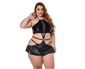 CONJUNTO GATA BRAVA PLUS SIZE - LINHA SADO - HOT FLOWERS