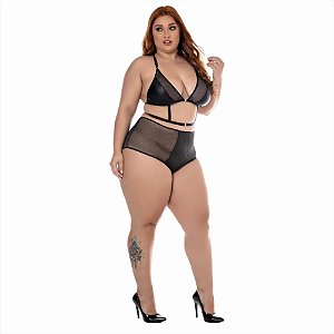 CONJUNTO MISTRESS PLUS SIZE - LINHA SADO - HOT FLOWERS