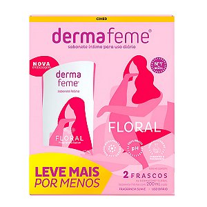 KIT C/ 2 SABONETE LÍQUIDO ÍNTIMO DERMAFEME FLORAL 200ML CIMED
