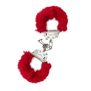 Algema em Metal Com Capa De Pelúcia - Vermelha HotFlowers