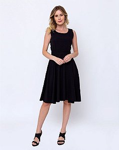 Vestido Regata com Saia Midi Gode Feminina Evangélica Preto Moda Executiva Social