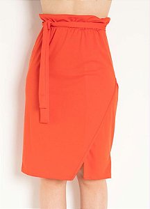 Saia Clochard Laranja com Fenda Frontal e Faixa