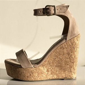 Anabela Sandália Feminina Salto Plataforma 12cm Nude - FUEL FASHION