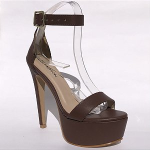 Sandália Plataforma Salto 15 cm Marron
