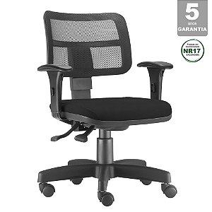 Cadeira Giratória Executiva Zip Em Tela Ergonômica Back System NR-17 Para Escritório Crepe Preta