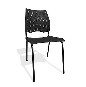 Cadeira Fixa Metal Versat Plasxtica Para Escritório Escolas Recepção Preta