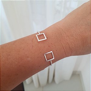 Bracelete Feminino Geométrico de Prata