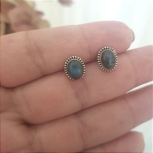 Brinco de Prata com Pedra da Lua