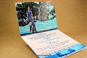 Convite 15 Anos Azul turquesa com foto