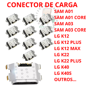 CONECTOR DE CARGA A01 A01 CORE A03 A03 CORE K12 K12 PLUS K12 PRIME K40 K40S A01 Q60 K22 K22 PLUS REDMI 9A 9 C 12 C  POCO C3