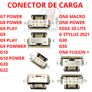 KIT C/ 10 PEÇAS CONECTOR DE CARGA MOTO G7 POWER G10 G20 G22 G30 G71 G22 G42  E32S G50 G9 POWER G9 PLAY G9 ONE FUSION PLUS G8 POWER  K51