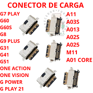 *ATACADO* KIT C/ 50 PEÇAS CONECTOR DE CARGA TIPO C MOTO G7 PLAY A02S A03S A11 G8  G9 PLUS G51 G41 G31 ONE VISION G60S ONE ACTION / ONE VISION /