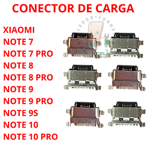 KIT 10 PEÇAS CONECTOR DE CARGA XIAOMI NOTE 7 / NOTE 7 PRO / NOTE 8 / NOTE 8 PRO / NOTE 9 / NOTE 9 PRO / NOTE 9S / NOTE 10 / NOTE 10 PRO