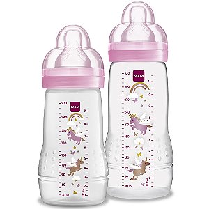 Kit Mam Mamadeira Easy Active Set Rosa 270ml + 330ml 2m+