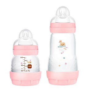 Kit Mam Mamadeira Easy Start Rosa 130ml + 260ml 0+ meses