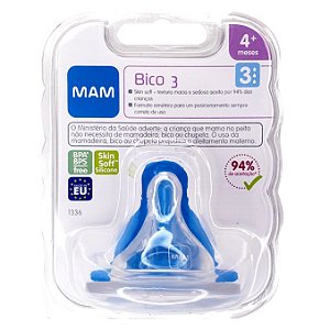 Bico Mamadeira Nº 3 Mam 4+ mêses Ortodôntico Fluxo Rápido