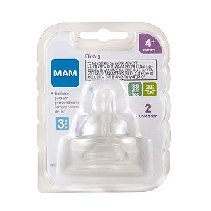 2un Bicos Mamadeira Nº 3 Mam 4+ meses Ortodôntico Fluxo Rápido