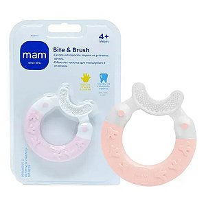 Mordedor Massageador Mam Bite & Brush Rosa 4+ Meses