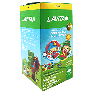 Lavitan Kids 60 Comp Mastigaveis Limão Uva e Laranja