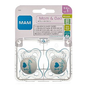 Chupeta Mam Mom e Dad Dupla 0 a 6 meses Menino