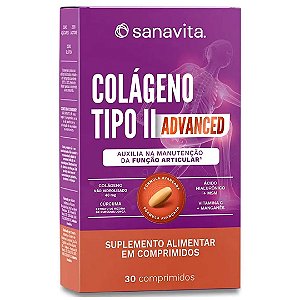 Colágeno Tipo II Advanced + Ac Hialurônico 30 Comp Sanavita
