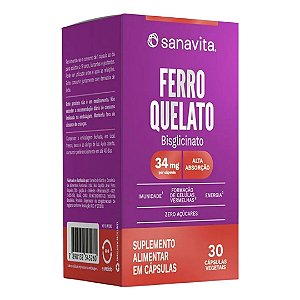 Ferro Quelato Bisglicinato Vegano - 30 Caps Sanavita