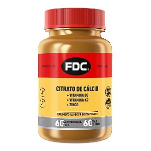 FDC Citrato De Cálcio + D3 + K2 + Zinco 60 Cp Importado USA