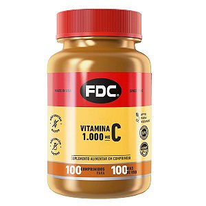 FDC Vitamina C Ácido Ascórbico 1000mg 100 Comp IMPORTADO USA